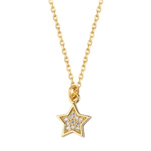 Lantisor argint placat cu aur galben stea cu pietre DiAmanti Z1485N_G-DIA (Argint 925‰ 1,7 g.)